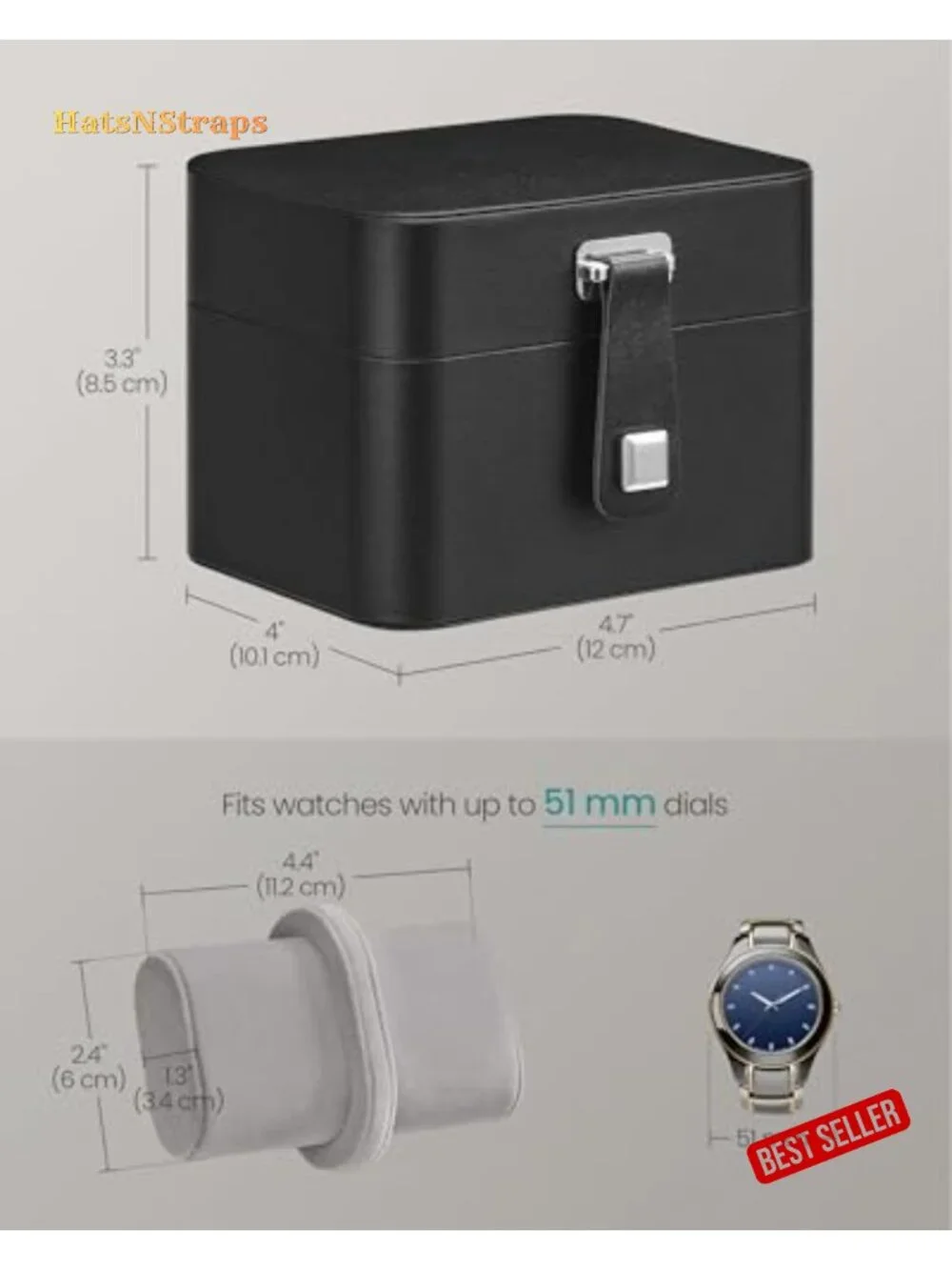 2-Slot Watch Travel Case with Hidden Storage, Adjustable Divider